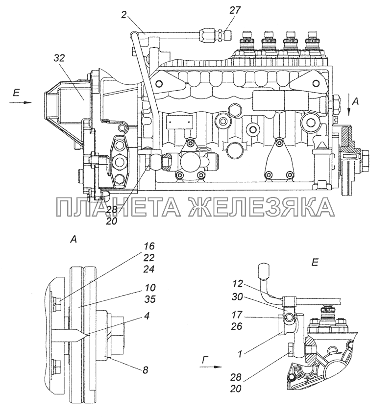740.63-1111005-90 ТНВД с фланцем и полумуфтой ведомой КамАЗ-6522 (Euro-2, 3)